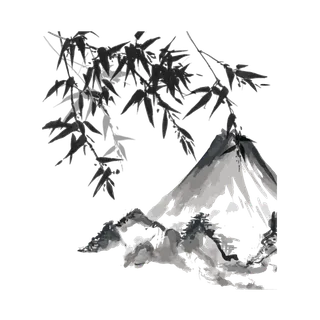 竹子水墨画中国风国画墨水书法竹子画