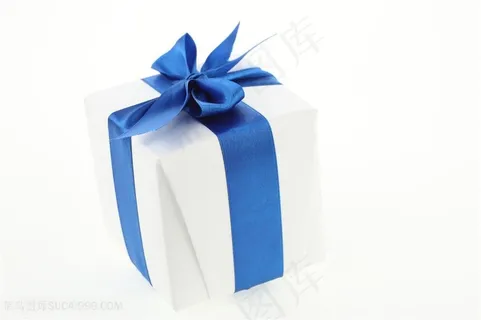 蓝色丝带与礼盒高清图片