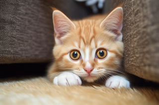 一只可爱的猫咪橘猫趴着家里玩耍摄影图