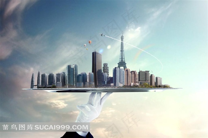 手托城市创意图片