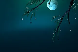 树叶蓝色雨滴简约清新背景