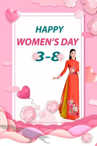 手绘绿色妇女节海报