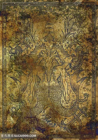 双鱼座金属金色十二星座底纹背景图片