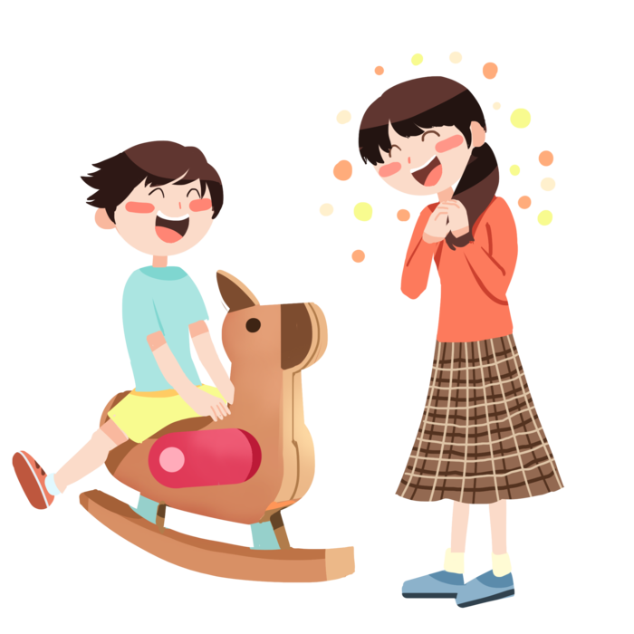 木马玩具剪贴画儿童节幼儿园插画