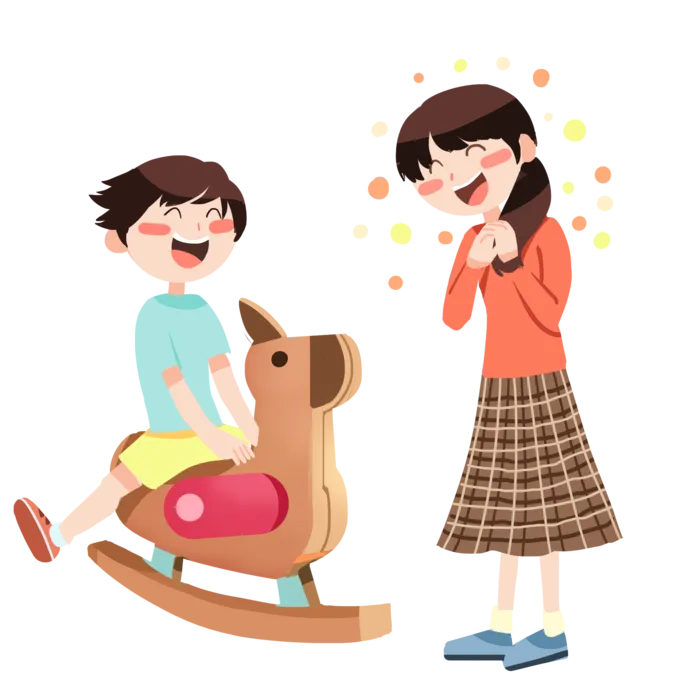 木马玩具剪贴画儿童节幼儿园插画