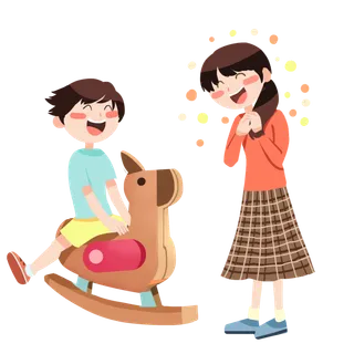 木马玩具剪贴画儿童节幼儿园插画