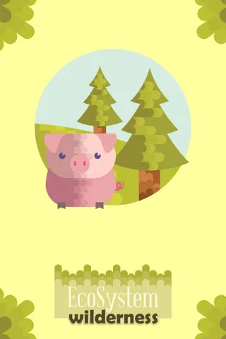 自然风景动物植物扁平矢量插画