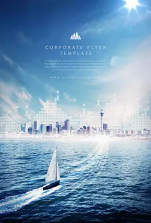 大海科技城市建筑蓝色海报