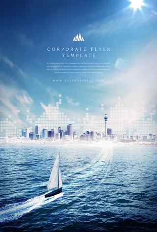 大海科技城市建筑蓝色海报