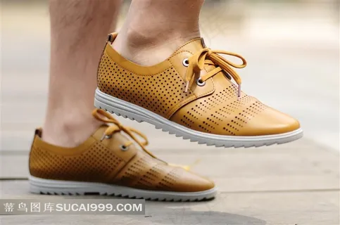 高清男式带孔皮鞋图片