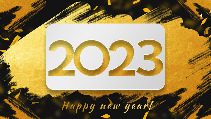 现代2023年新年快乐黑金背景