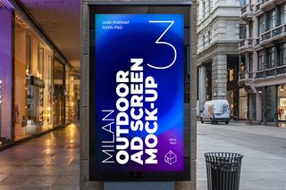 城市户外车站灯箱广告牌PSD分层样机模板