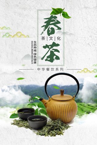 中国风古典茶文化春茶上市海报