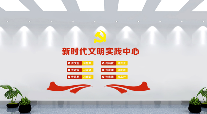 六传六习新时代文明党建文化墙cdr矢量模版下载