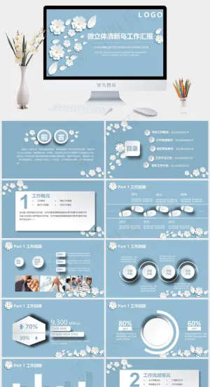 清新创意工作汇报工作总结PPT模板预览图
