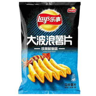 乐事大波浪薯片铁板鱿鱼味小吃超市商品白底图免抠实物摄影png格式图片透明底