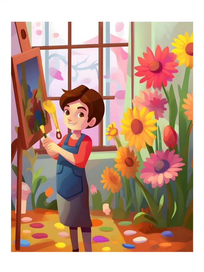 美术画画花朵插画背景(2709x3600)
