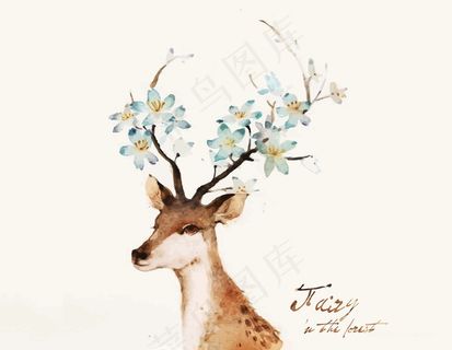 水彩麋鹿高清插画