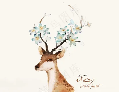 水彩麋鹿高清插画 水彩麋鹿高清插画