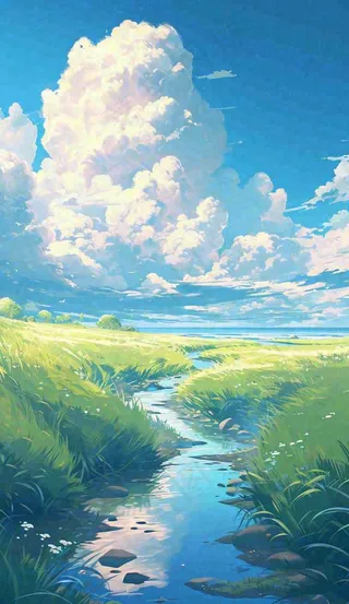 春天河边青草池塘蓝天白云，立春