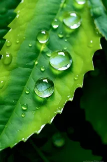 绿色清新水滴绿叶背景图