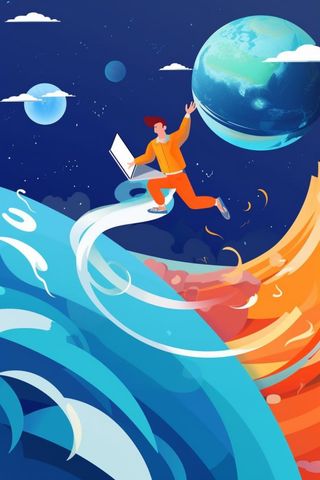 蓝色梦想太空穿越背景