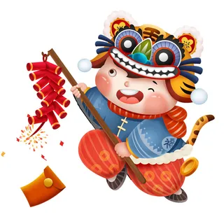 PNG免扣2022虎年新年春节元旦卡通老虎形象图片插画PSD设计素材