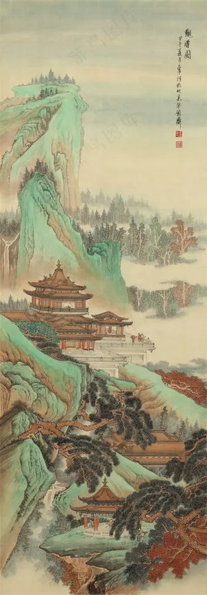 高清仿古界画当代画家王军河绘制仙山琼阁图皇室楼阁鬼脸皴仙山亭台楼阁古松树 高清仿古界画当代画家王军河绘制仙山琼阁图皇室楼阁鬼脸皴仙山亭台楼阁古松树