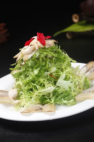 苦菊拌蛏子 (2)