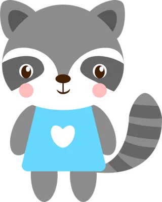 卡通动画动画小动物小浣熊免扣PNG手绘插画图片素材 (62)