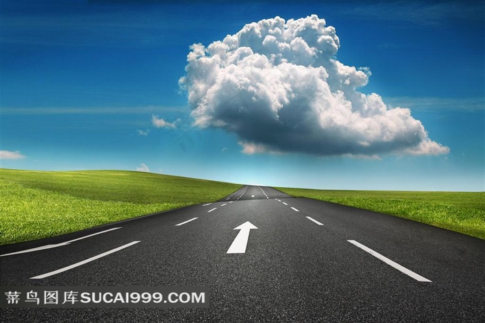 蓝天白云公路自然风景风光摄影高清图片