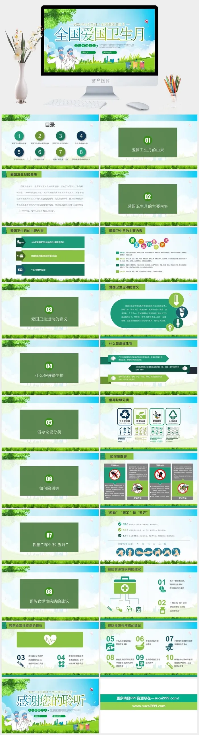绿色清新全国爱国卫生月PPT 绿色清新全国爱国卫生月PPT