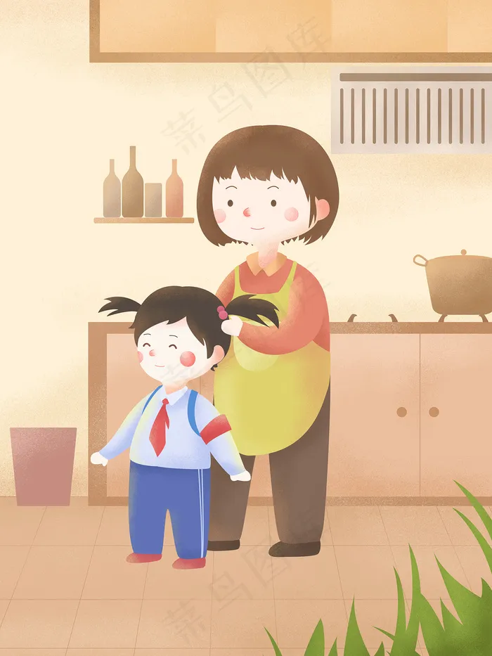 手绘母亲节插画漫画素材psd模版下载