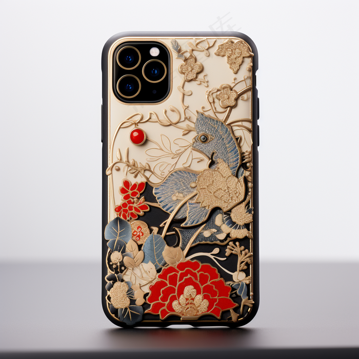 浮雕国风手机壳产品设计展示摄影图