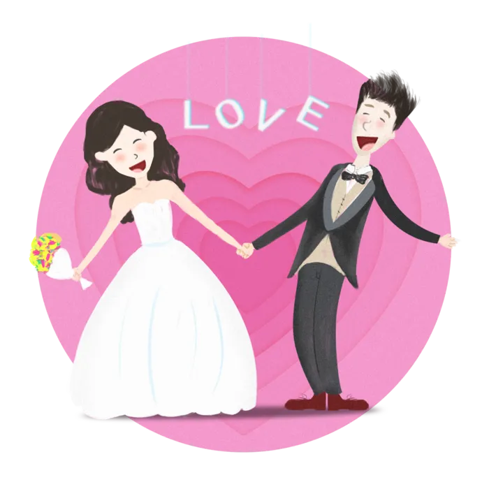 婚纱卡通人物婚礼白纱结婚婚纱摄影手绘