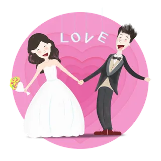 婚纱卡通人物婚礼白纱结婚婚纱摄影手绘