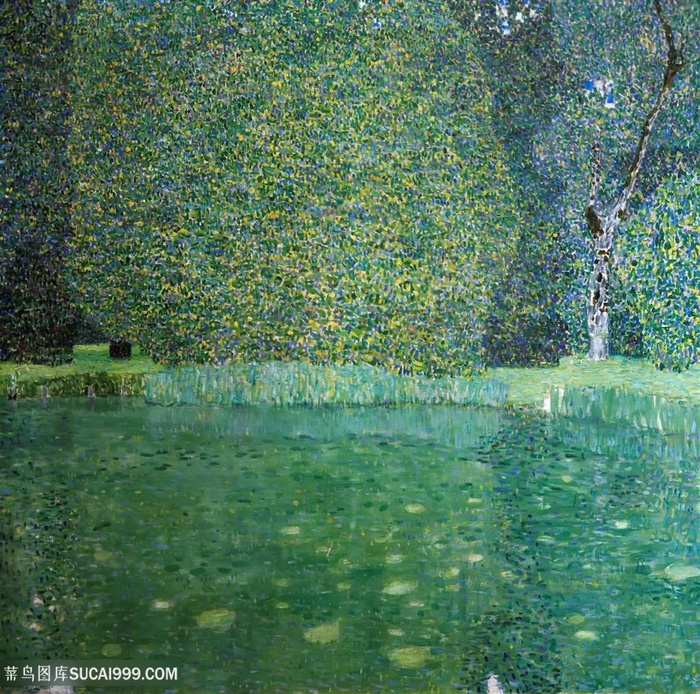 克里姆特油画唯美绿化草丛美景