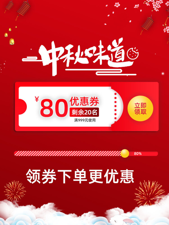 淘宝天猫京东年货节优惠券主图边框无线端主图优惠券电商素材