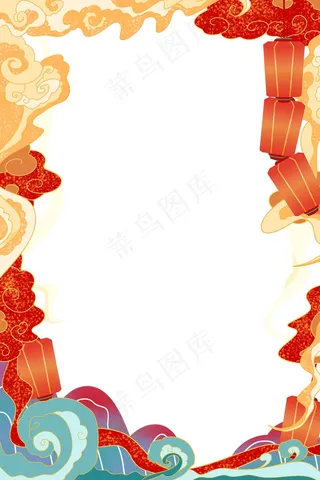 国潮手绘相框psd分层模板