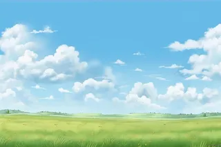 春天的蓝天白云草原很美背景图