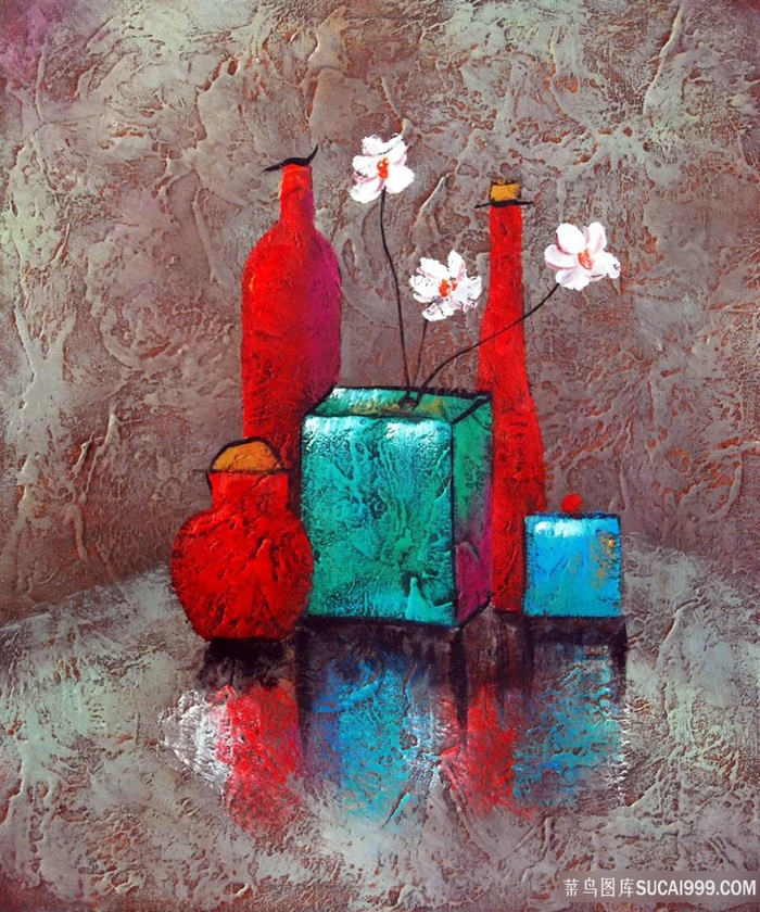 唯美花卉花瓶静物油画