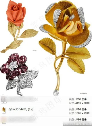 钻石玫瑰花首饰素材