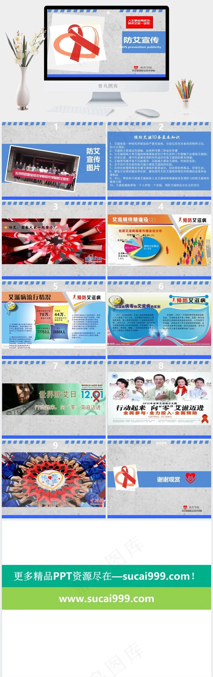 预防艾滋病PPT模板ppt模版