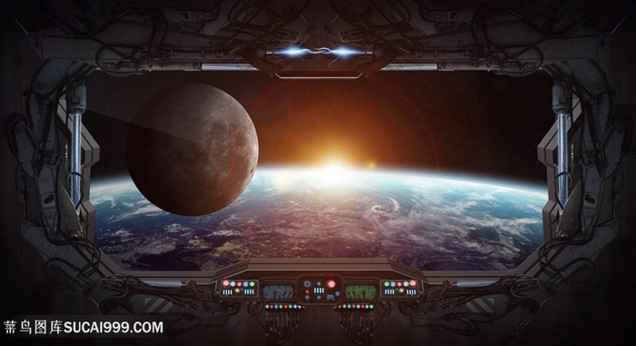 飞机机舱宇宙景色高清图