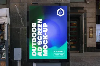 城市户外车站灯箱广告牌PSD分层样机模板