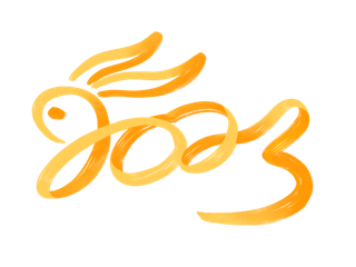 手绘数字卡通2023兔子兔年兔生肖新春新年贴纸PNG素材兔年新年兔子