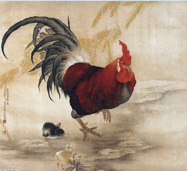 油画 鸡群 风景 背景墙