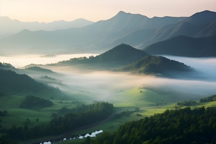 山脉树林高空摄影