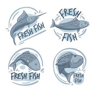 商务海洋鱼类海鲜图标LOGO标识标志标签水产图形AI矢量EPS素材图