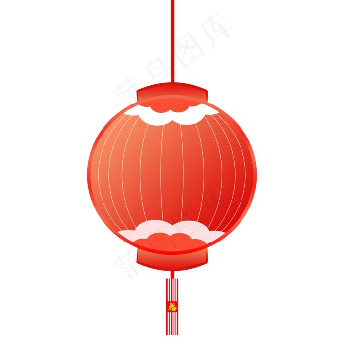 中国风 手绘 卡通元素 传统 复古红 灯笼装饰 PNG 免抠 